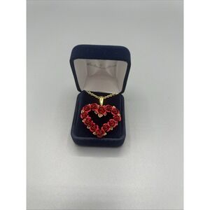 Danbury Mint Romantic Rose Heart Necklace – Collector's Gift – NIB